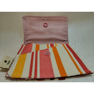 Tarjetero de Loneta de Rayas con Interior Rosa | Hilos de Vida