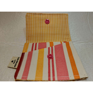 Tarjetero Hecho a Mano | Rayas por Fuera e Interior Vichy Amarillo – 2 Departamentos