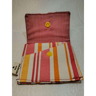 Tarjetero de Loneta de Rayas con Interior de Algodón Rojo | Hilos de Vida