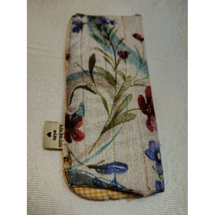 Funda de Gafas Loneta Floral con Interior Vichy Amarillo | Hilos de Vida