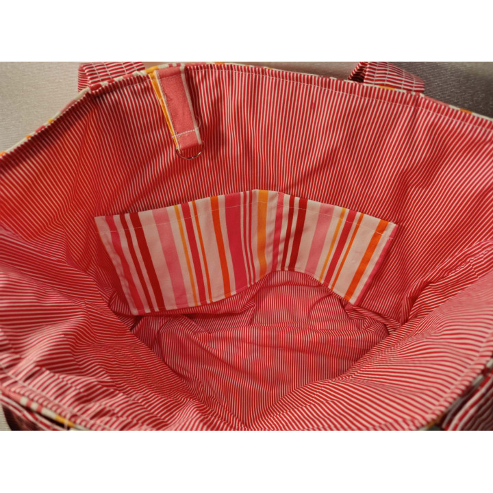 Tote Bag Lona de Rayas con Interior Rayas Rojas | Hilos de Vida