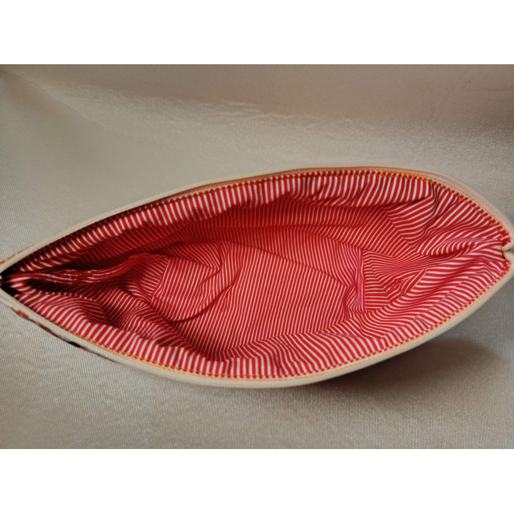 Neceser Mediano Calabazas con Interior Algodón Rayas Rojas | Hilos de Vida