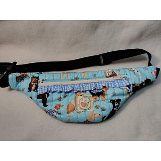 Riñonera Algodón Turquesa con Razas de Perros | Hilos de Vida